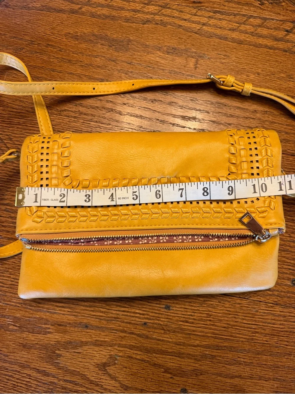 Moda Luxe Yellow Woven-Trim Crossbody Bag
